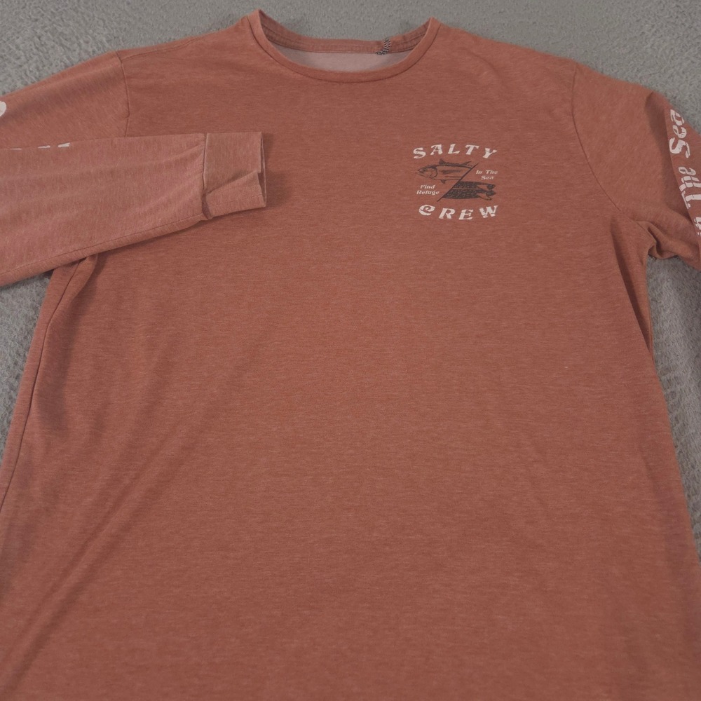 Salty Crew Shirt Mens Medium Rust Double Down Tech Recycled Graphic Long Sleeve